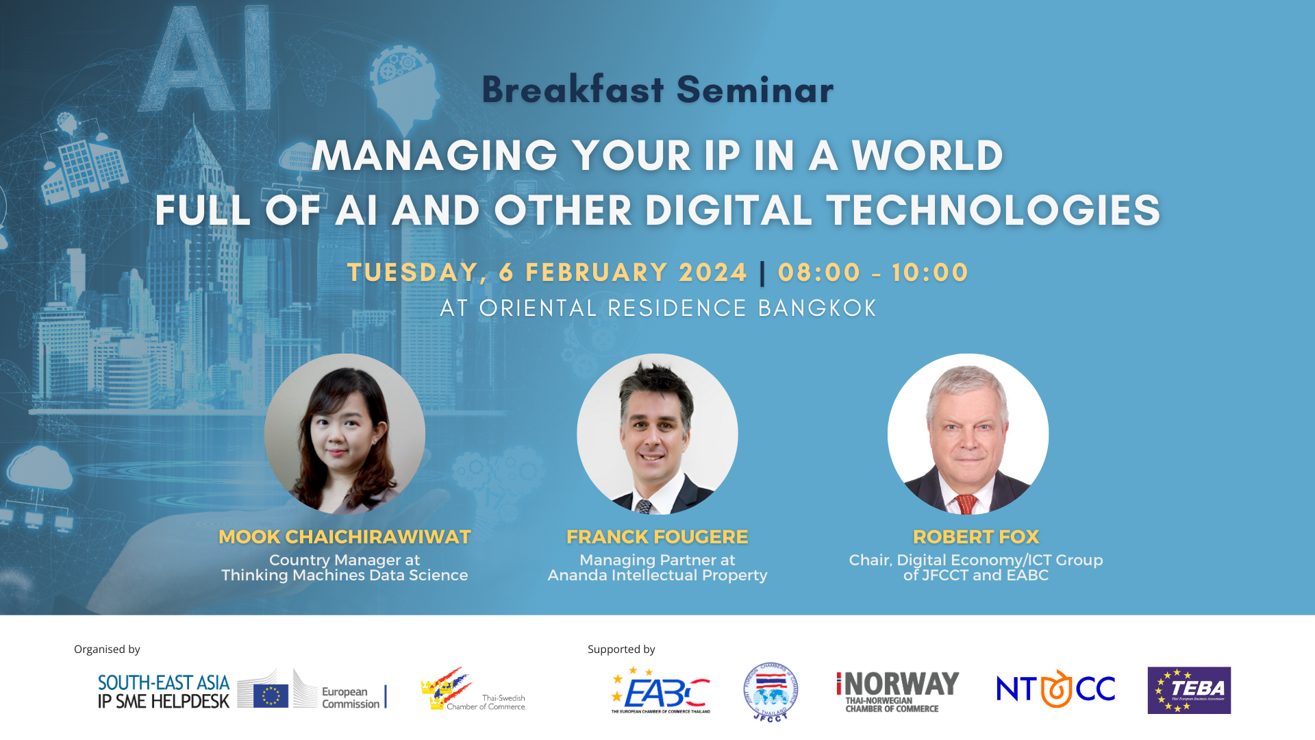 Banner_Breakfast Seminar: Managing your IP in a World Full of AI and Other Digital Technologies (SweCham)_6 Feb 2024