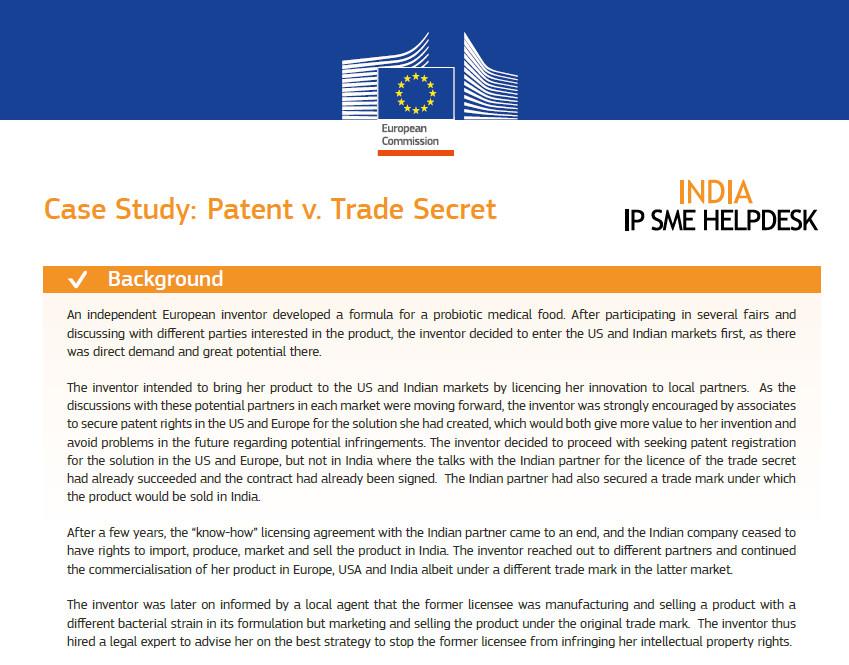 India IP SME Helpdesk Case Study
