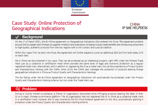 Online protection of geographical indications : case study