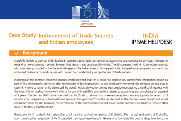 India IP SME Helpdesk Case Study Confidential Information